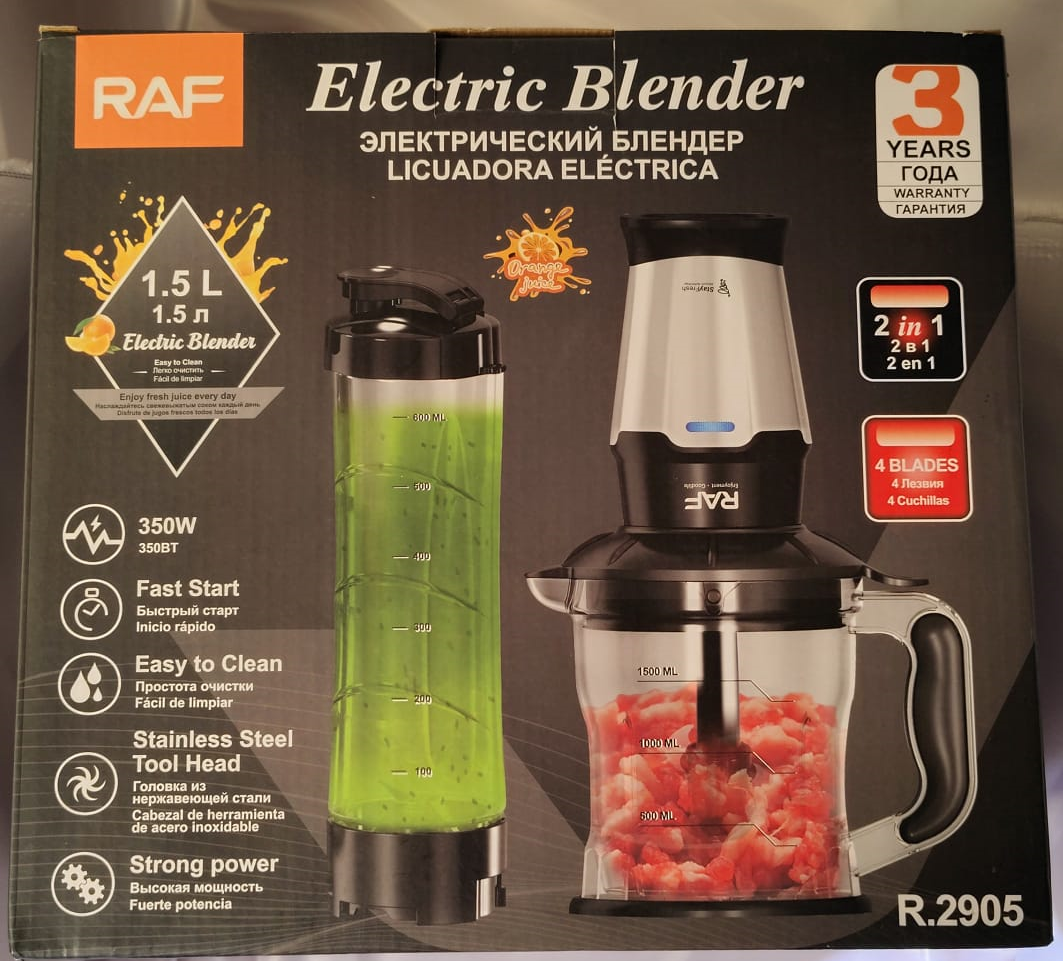 Blender Electric & Storcător de Fructe 2-în-1 , 350W, Lame Inox, 1.5L
